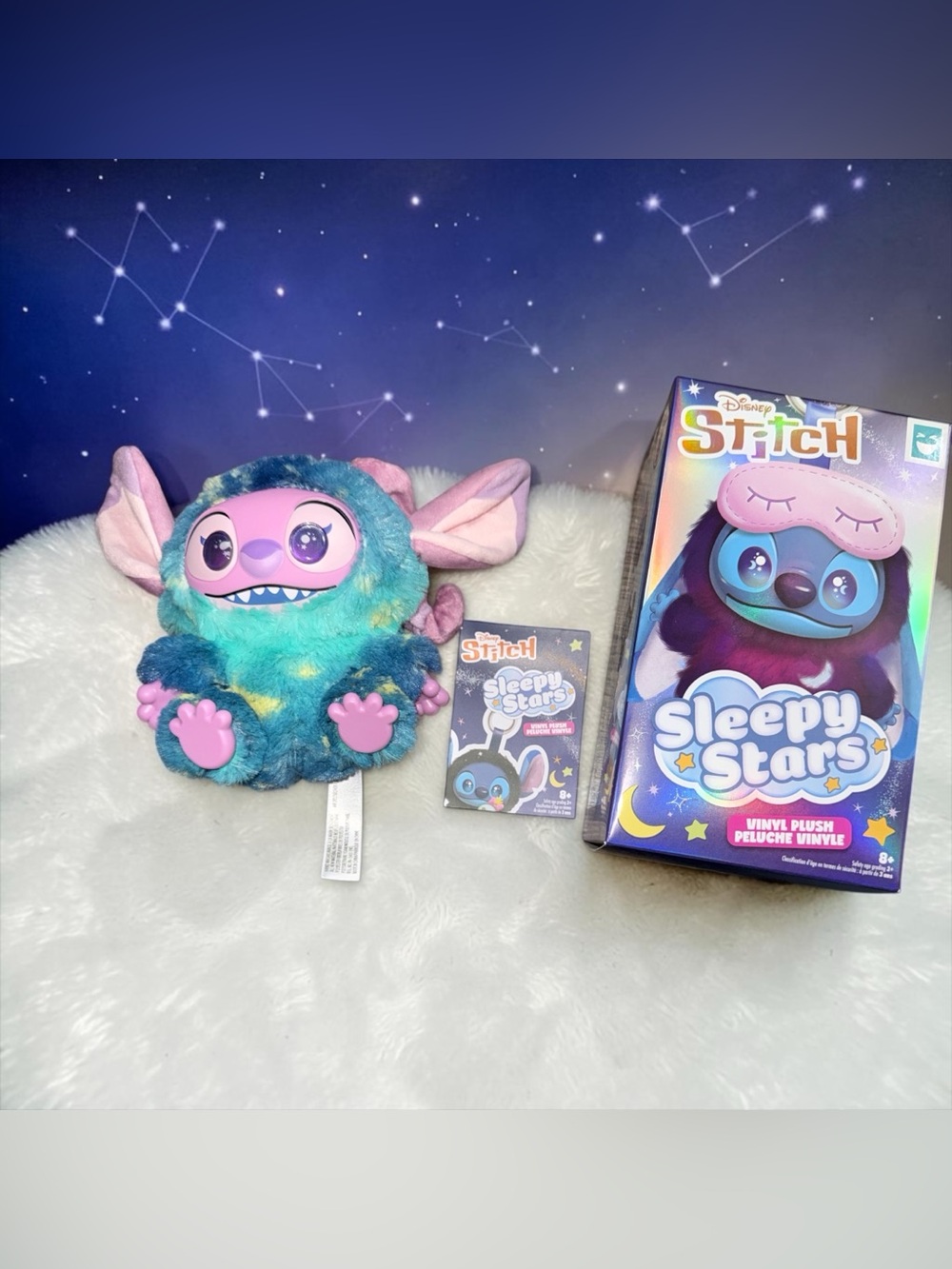 Disney Sleepy Stars Stitch Vinyl Plush Open Box New